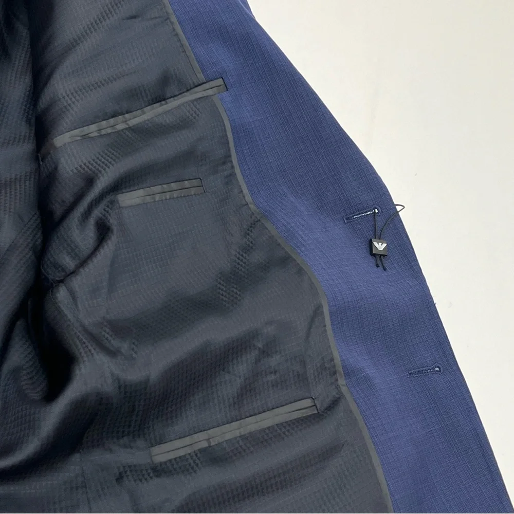 Emporio Armani G-Line‎ Textured Sport Coat Size US 50 Blue 100% Virgin Wool NWOT